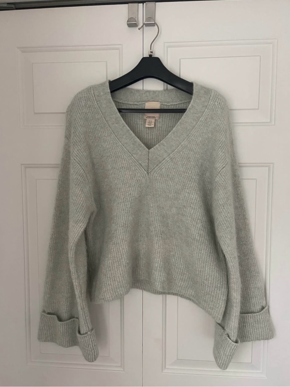 H&M Light Sage V-Neck Knit Sweater